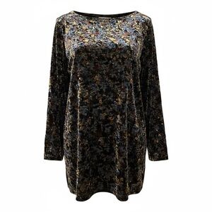 Emanuel‎ Ungaro Velvet Floral Tunic Top Sz 44 US 8/10 Silk Blend Whimsygoth